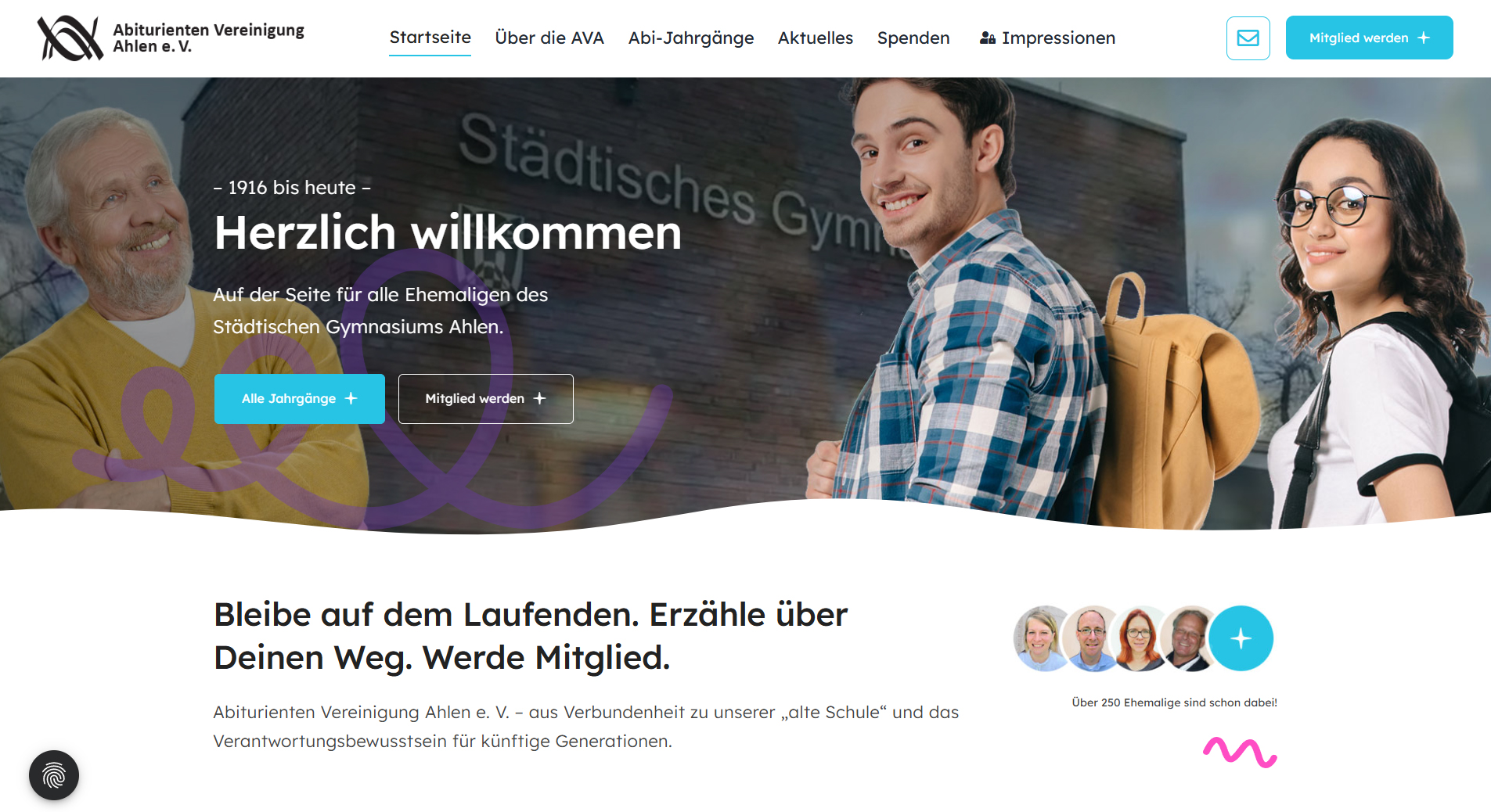 Screenshot der Webseite Abiturienten Vereinigung Ahlen e. V.