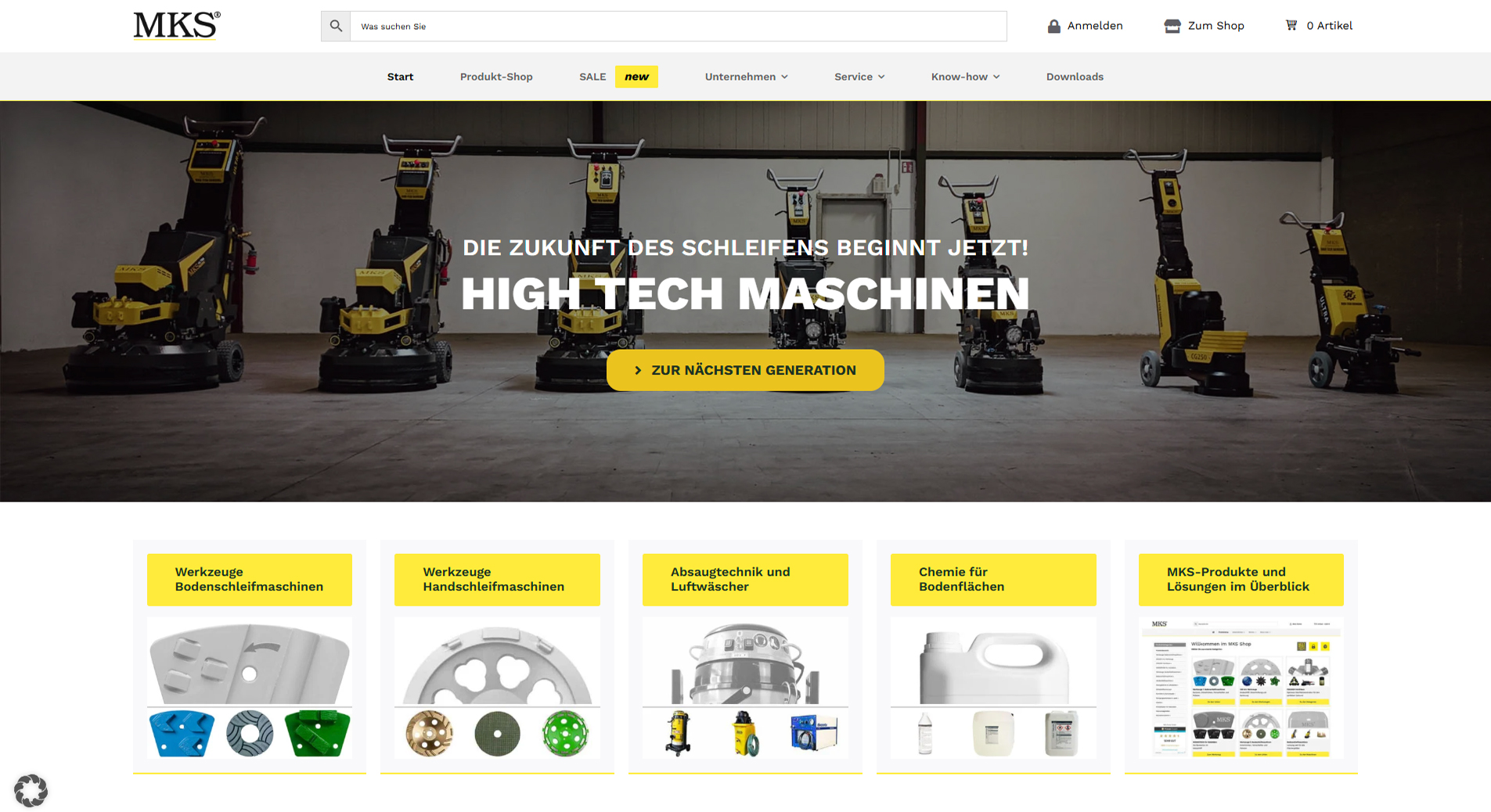 Screenshot des MKS Funke Online-Shops